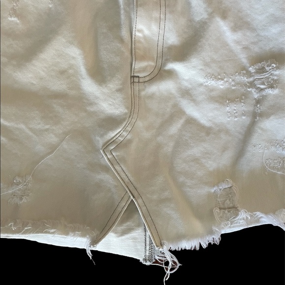 Lucky brand white denim cotton blend raw hem distressed jean skirt size 8 / 29 - Picture 4 of 12